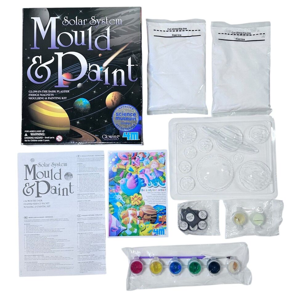 Mould & Paint Solar System 4M Glow in the Dark Art Project Magnet Craft Set NEW
